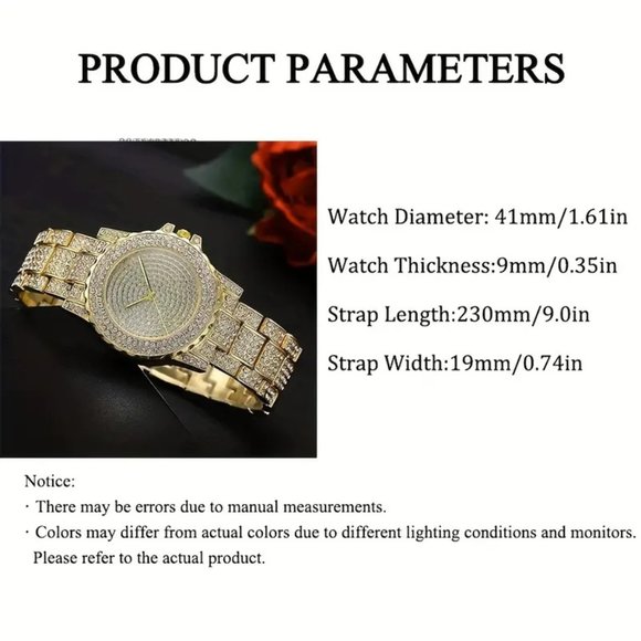 1pc Men's Calendar Quartz Watch & 1pc Bracelet (Watch Set) - Picture 4 of 6